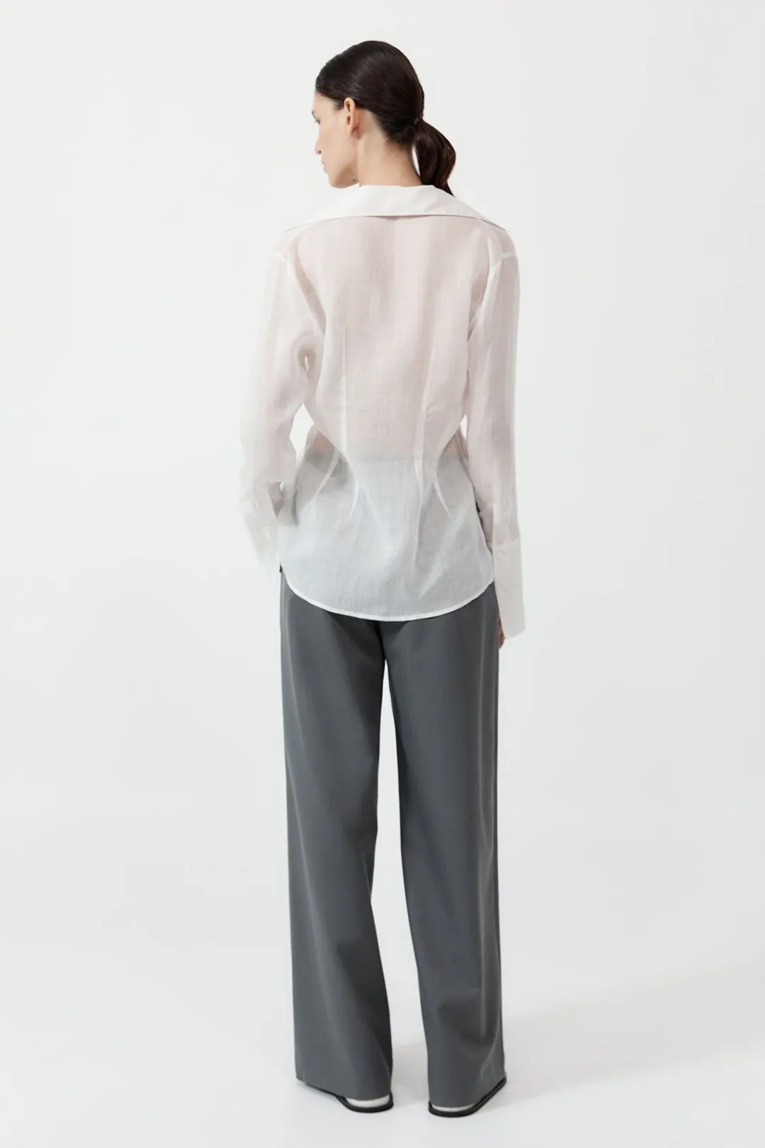 Shirts*St. Agni Sheer Linen Tie Top - White