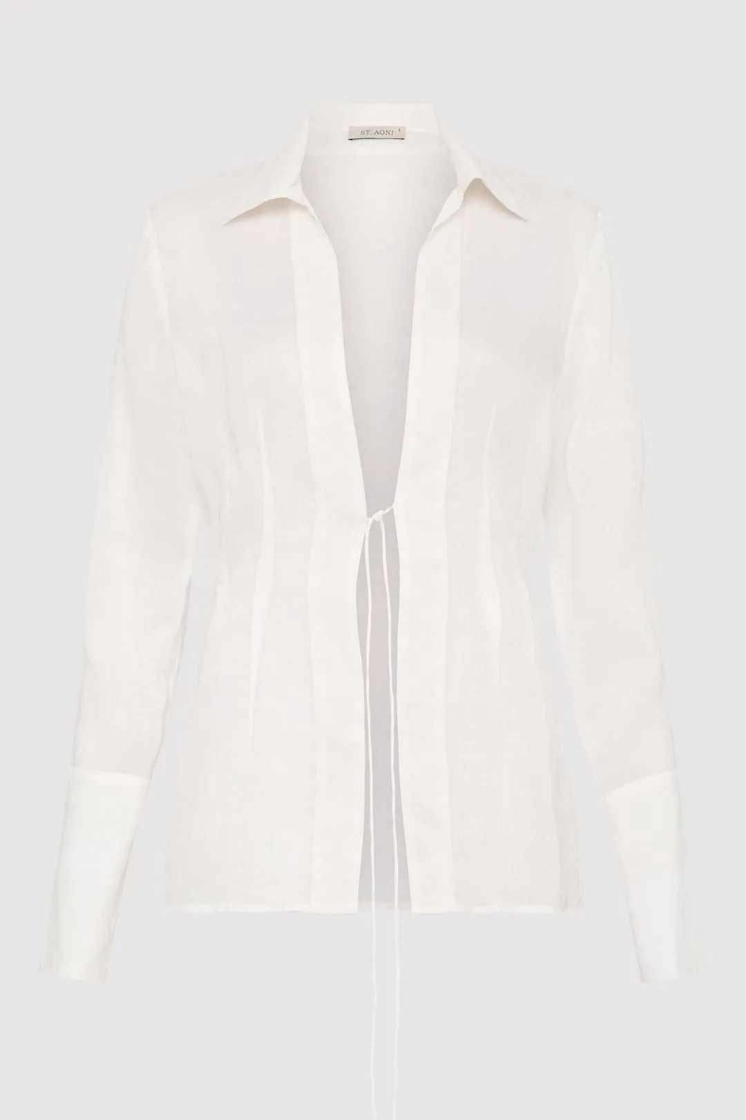 Shirts*St. Agni Sheer Linen Tie Top - White