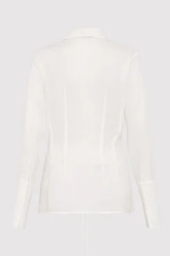 Shirts*St. Agni Sheer Linen Tie Top - White