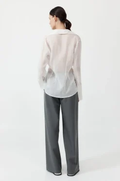 Tops*St. Agni Sheer Linen Tie Top - White