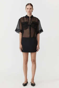 Unisex*St. Agni Sheer Organza Shirt - Black