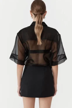 Unisex*St. Agni Sheer Organza Shirt - Black