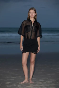 Unisex*St. Agni Sheer Organza Shirt - Black