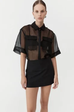 Tops*St. Agni Sheer Organza Shirt - Black
