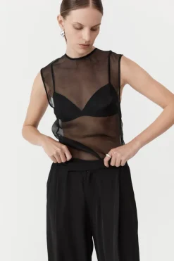 Tops*St. Agni Sheer Organza Top - Black