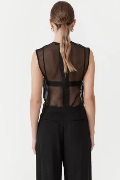 Tops*St. Agni Sheer Organza Top - Black