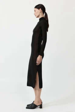 Dresses*St. Agni Sheer Ruched Dress - Black