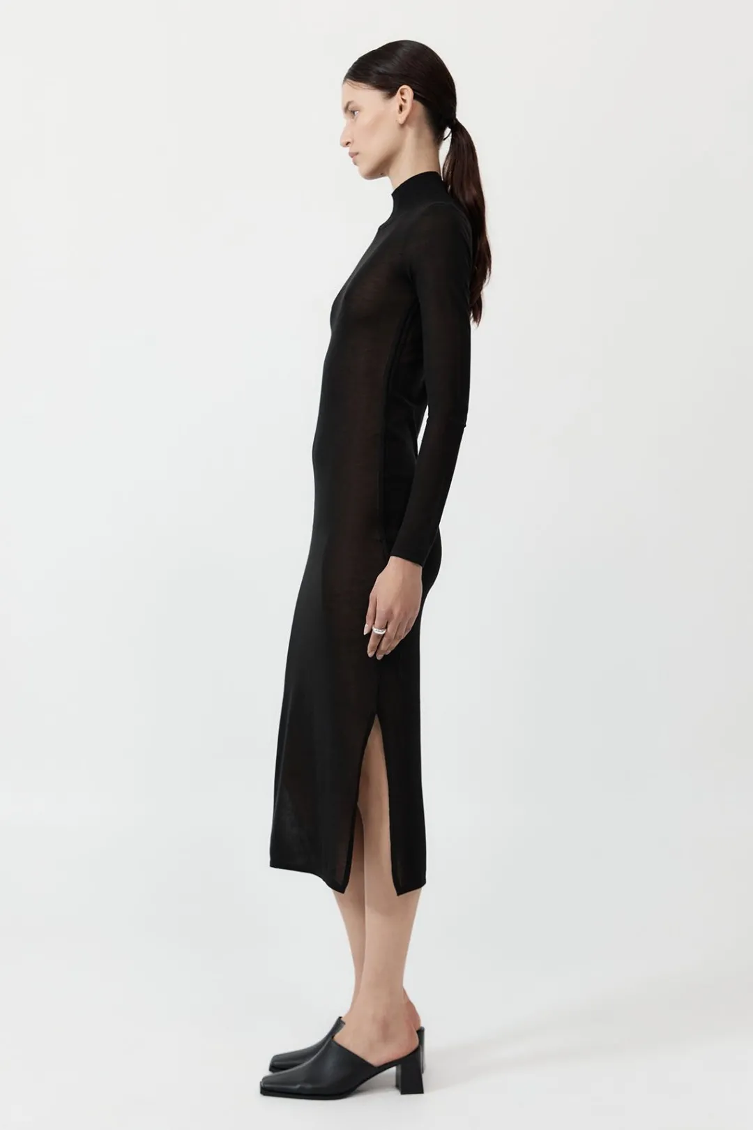 Dresses*St. Agni Sheer Ruched Dress - Black