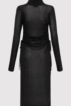 Dresses*St. Agni Sheer Ruched Dress - Black