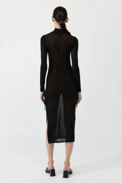 Knitwear*St. Agni Sheer Ruched Dress - Black