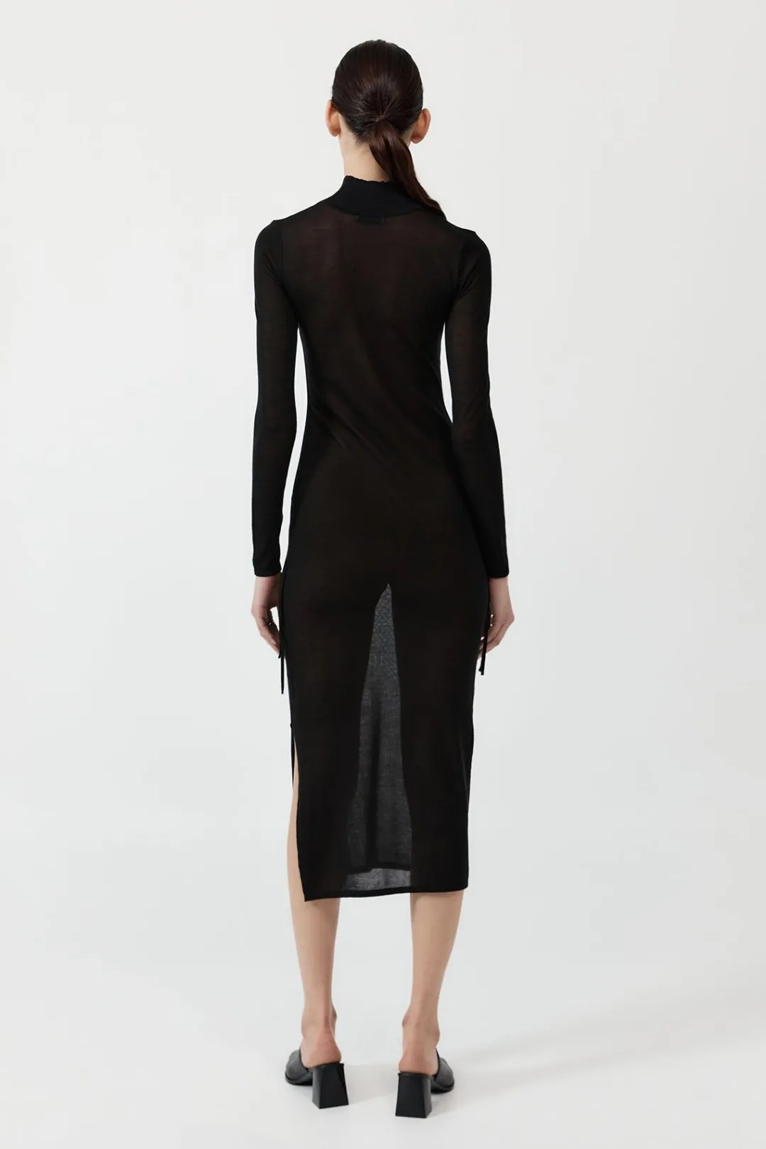 Knitwear*St. Agni Sheer Ruched Dress - Black