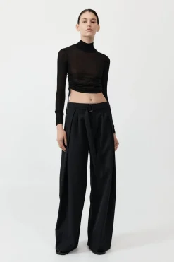 Knitwear*St. Agni Sheer Ruched Top - Black