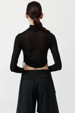 Tops*St. Agni Sheer Ruched Top - Black