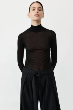 Tops*St. Agni Sheer Ruched Top - Black