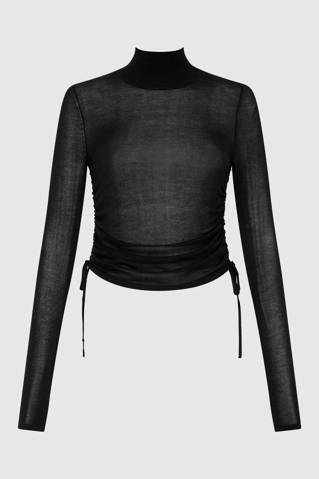 Tops*St. Agni Sheer Ruched Top - Black