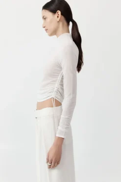 Tops*St. Agni Sheer Ruched Top - White