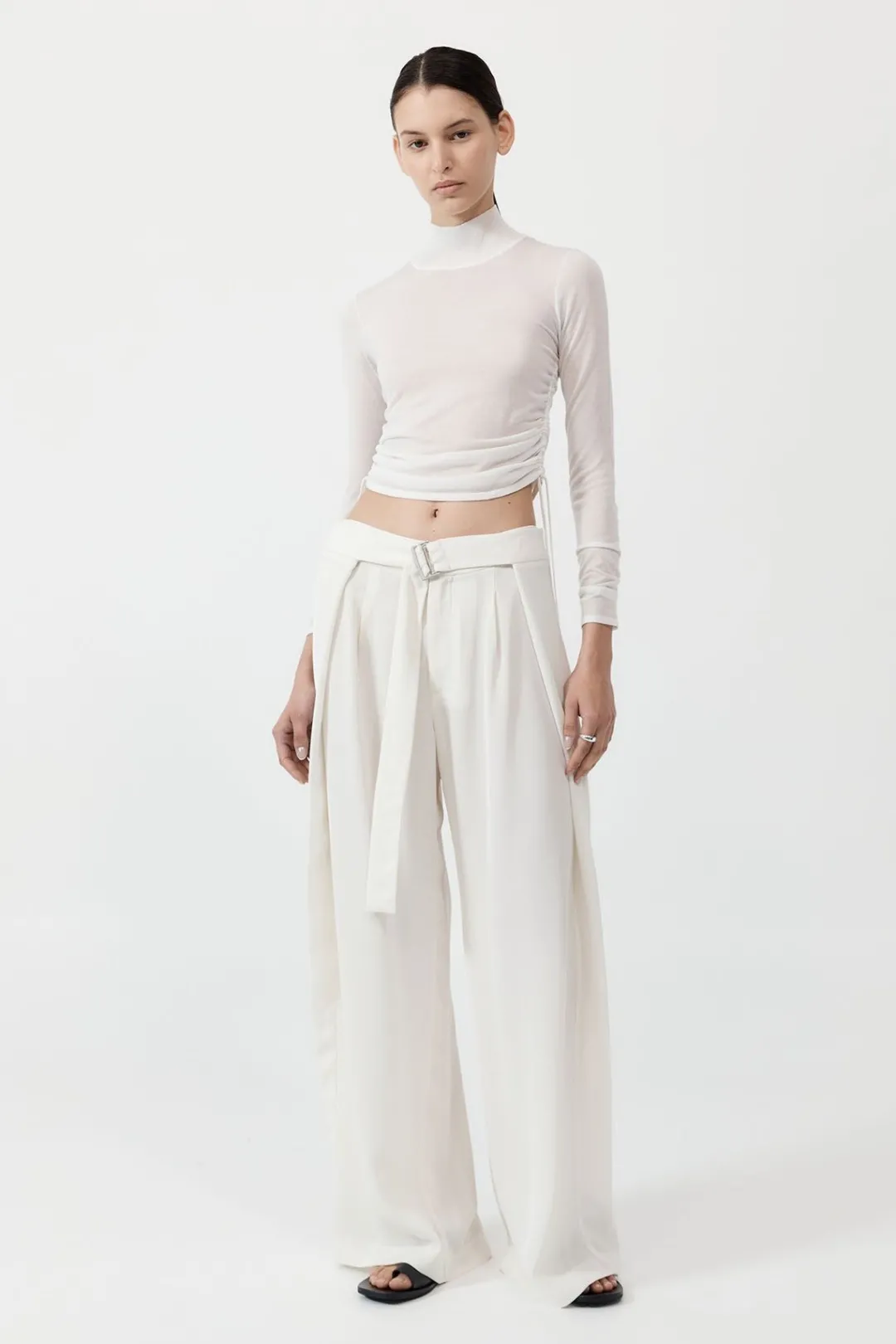 Knitwear*St. Agni Sheer Ruched Top - White