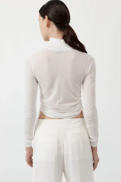 Knitwear*St. Agni Sheer Ruched Top - White