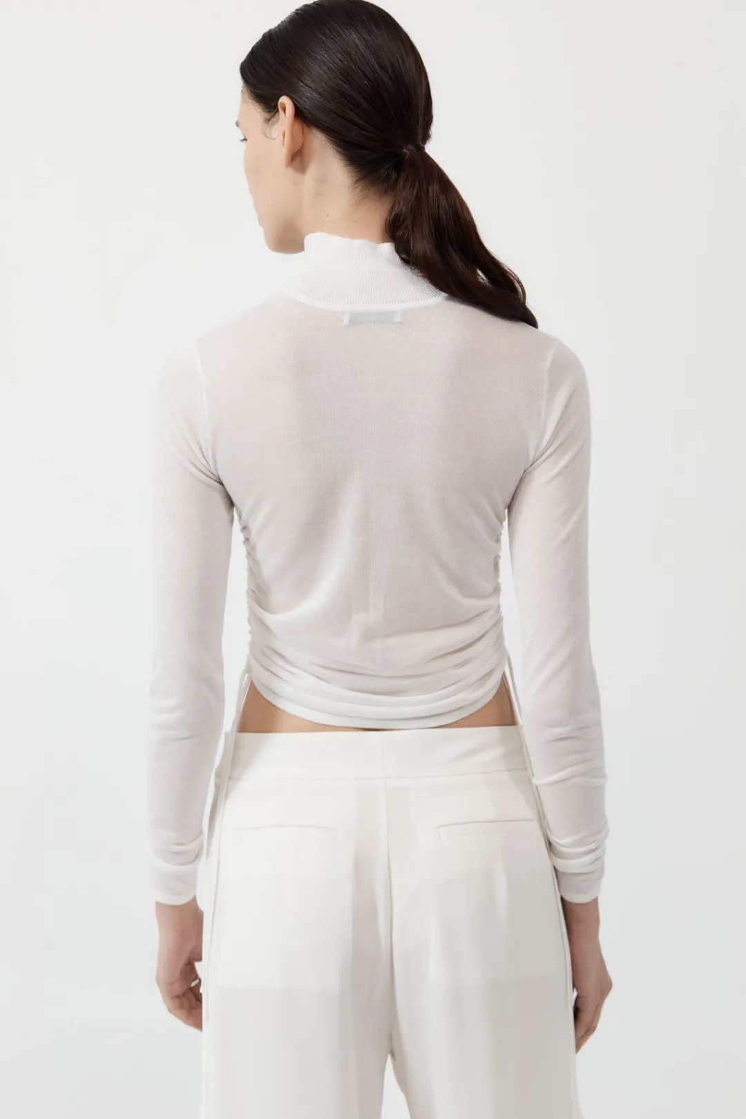 Knitwear*St. Agni Sheer Ruched Top - White