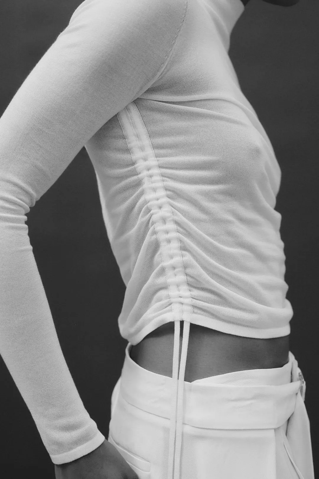 Knitwear*St. Agni Sheer Ruched Top - White