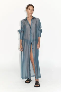 Dresses*St. Agni Sheer Shirt Dress - Slate