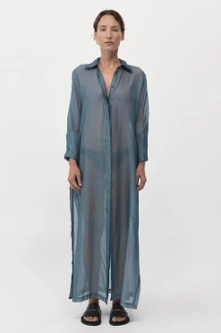 Dresses*St. Agni Sheer Shirt Dress - Slate