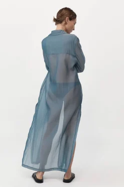 Dresses*St. Agni Sheer Shirt Dress - Slate