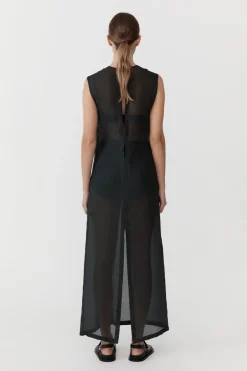 Dresses*St. Agni Sheer Silk Gauze Dress - Soot