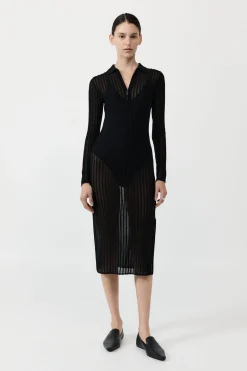 Dresses*St. Agni Sheer Stripe Dress - Black