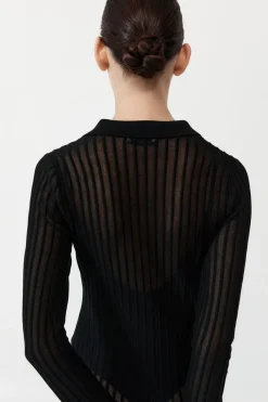 Dresses*St. Agni Sheer Stripe Dress - Black