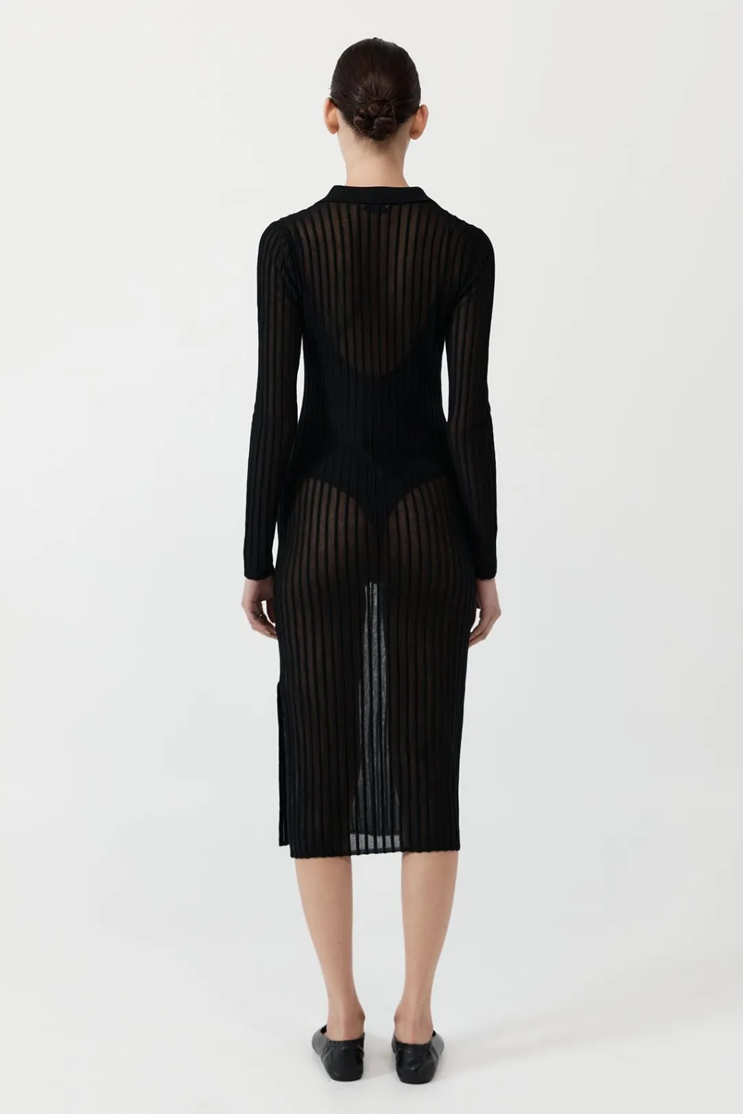 Knitwear*St. Agni Sheer Stripe Dress - Black