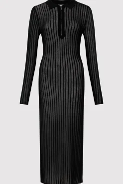 Knitwear*St. Agni Sheer Stripe Dress - Black