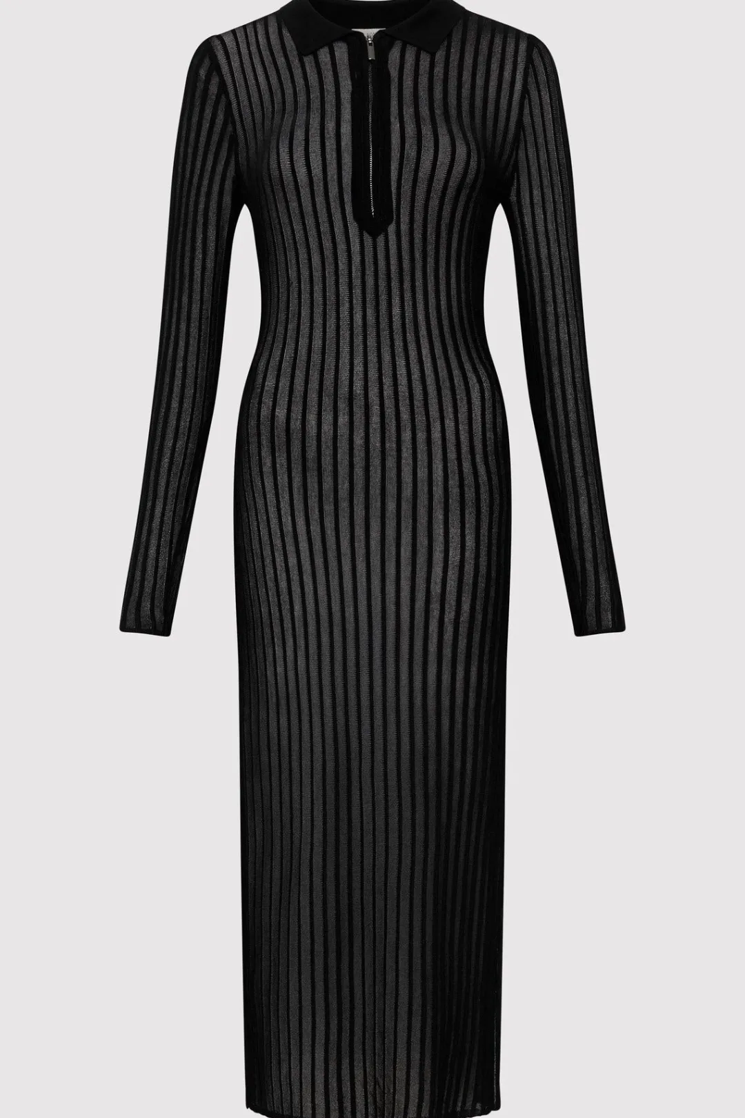 Knitwear*St. Agni Sheer Stripe Dress - Black