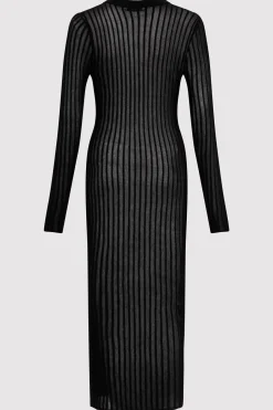 Knitwear*St. Agni Sheer Stripe Dress - Black