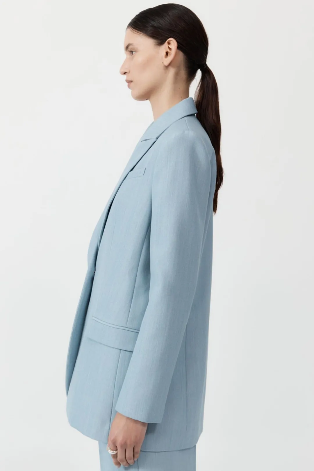 Jackets*St. Agni Single Button Tailored Blazer - Stone Blue