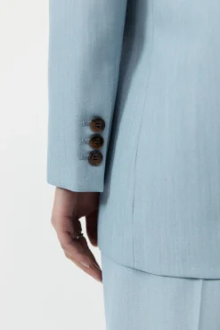 Unisex*St. Agni Single Button Tailored Blazer - Stone Blue