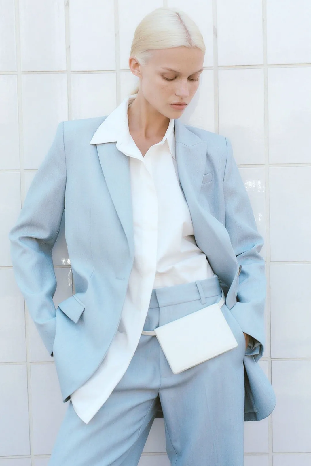 Unisex*St. Agni Single Button Tailored Blazer - Stone Blue