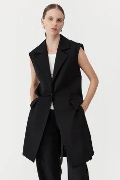 Unisex*St. Agni Sleeveless Tailored Blazer - Black