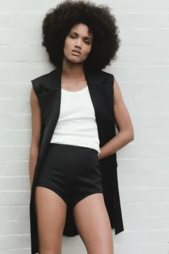 Unisex*St. Agni Sleeveless Tailored Blazer - Black