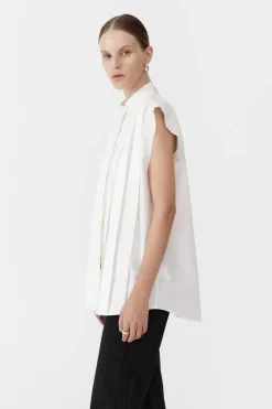 Shirts*St. Agni Sleeveless Tuck Detail Shirt - White