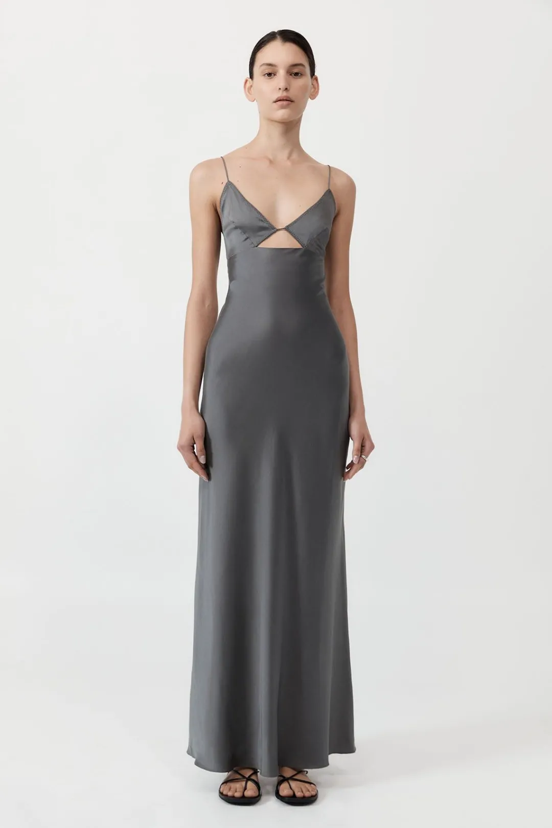 Dresses*St. Agni Soft Silk Bra Bias Slip - Pewter Grey