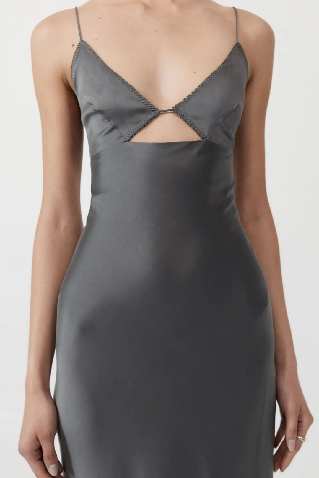 Dresses*St. Agni Soft Silk Bra Bias Slip - Pewter Grey