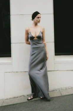 Dresses*St. Agni Soft Silk Bra Bias Slip - Pewter Grey