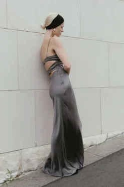 Dresses*St. Agni Soft Silk Bra Bias Slip - Pewter Grey