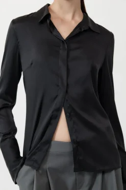 Tops*St. Agni Soft Silk Shirt - Black