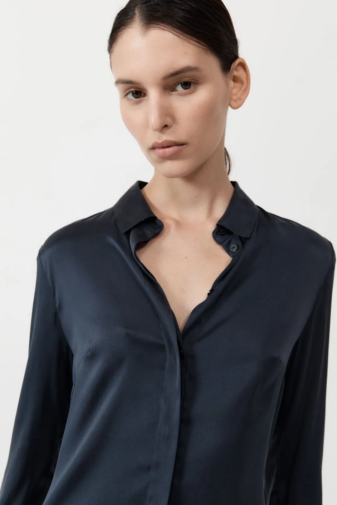 Tops*St. Agni Soft Silk Shirt - Inkwell