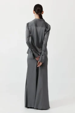 Tops*St. Agni Soft Silk Shirt - Pewter Grey