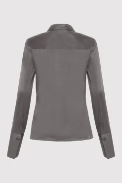 Tops*St. Agni Soft Silk Shirt - Pewter Grey
