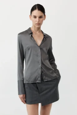 Shirts*St. Agni Soft Silk Shirt - Pewter Grey