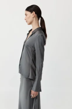 Shirts*St. Agni Soft Silk Shirt - Pewter Grey